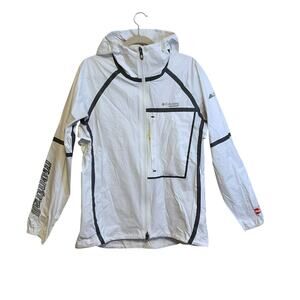 Columbia Montrail OutDry Jacket Women L White Gray Reflective Hooded Trail-RARE